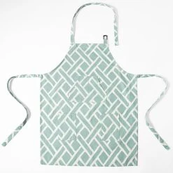 Martinique Aqua Printed Cotton Apron -Chic Curtains Shop PRCT D07B AP 86364 3
