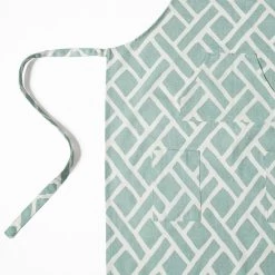 Martinique Aqua Printed Cotton Apron -Chic Curtains Shop PRCT D07B AP 86364 4