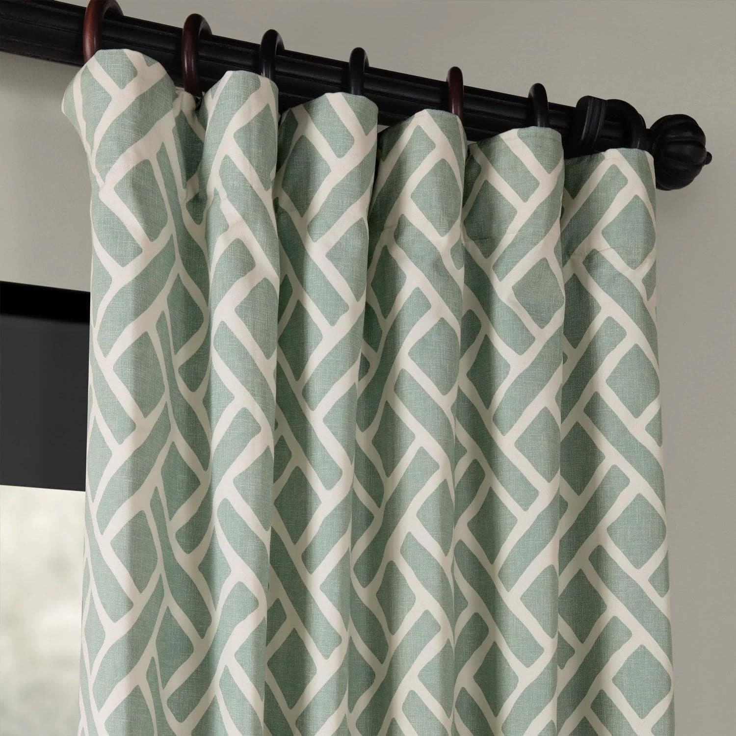 Martinique Aqua Printed Cotton Curtain 4 Martinique Aqua Printed Cotton Curtain - Image 2