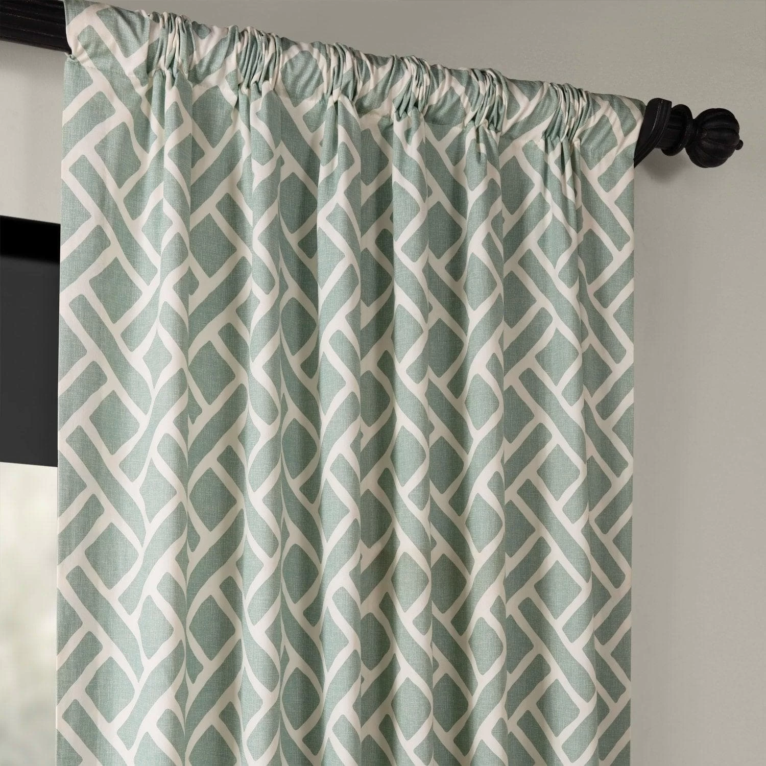 Martinique Aqua Printed Cotton Curtain 6 Martinique Aqua Printed Cotton Curtain - Image 4