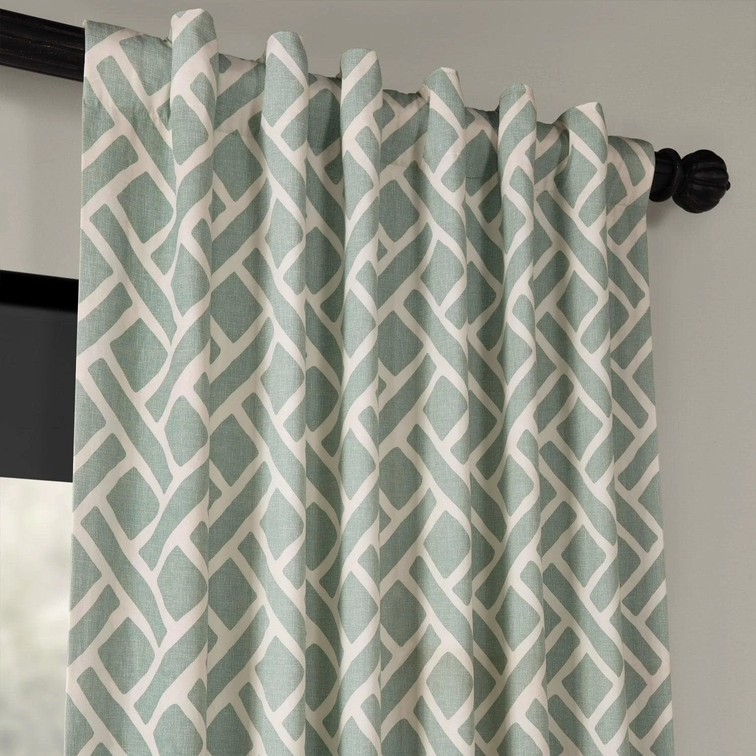 Martinique Aqua Printed Cotton Curtain 5 Martinique Aqua Printed Cotton Curtain - Image 3