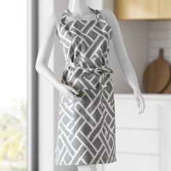Martinique Grey Printed Cotton Apron -Chic Curtains Shop PRCT D07C AP 86365 2
