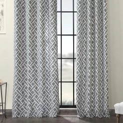 Martinique Grey Grommet Printed Cotton Curtain -Chic Curtains Shop PRCT D07C GR 53719 3