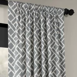Martinique Grey Printed Cotton Curtain -Chic Curtains Shop PRCT D07C 37402 3