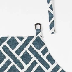 Martinique Blue Printed Cotton Apron -Chic Curtains Shop PRCT D07D AP 86366 5