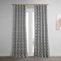 Martinique Black Printed Cotton Curtain