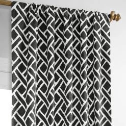 Martinique Black Printed Cotton Curtain -Chic Curtains Shop PRCT D07E 94702 2