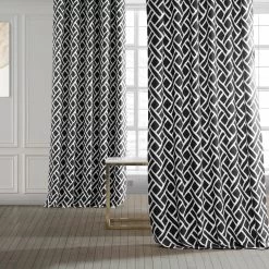 Martinique Black Printed Cotton Curtain -Chic Curtains Shop PRCT D07E 94702 5