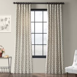 Martinique Taupe Printed Cotton Curtain