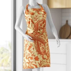 Edina Rust Printed Cotton Apron 10 Edina Rust Printed Cotton Apron -Chic Curtains Shop PRCT D09A AP 86367 2