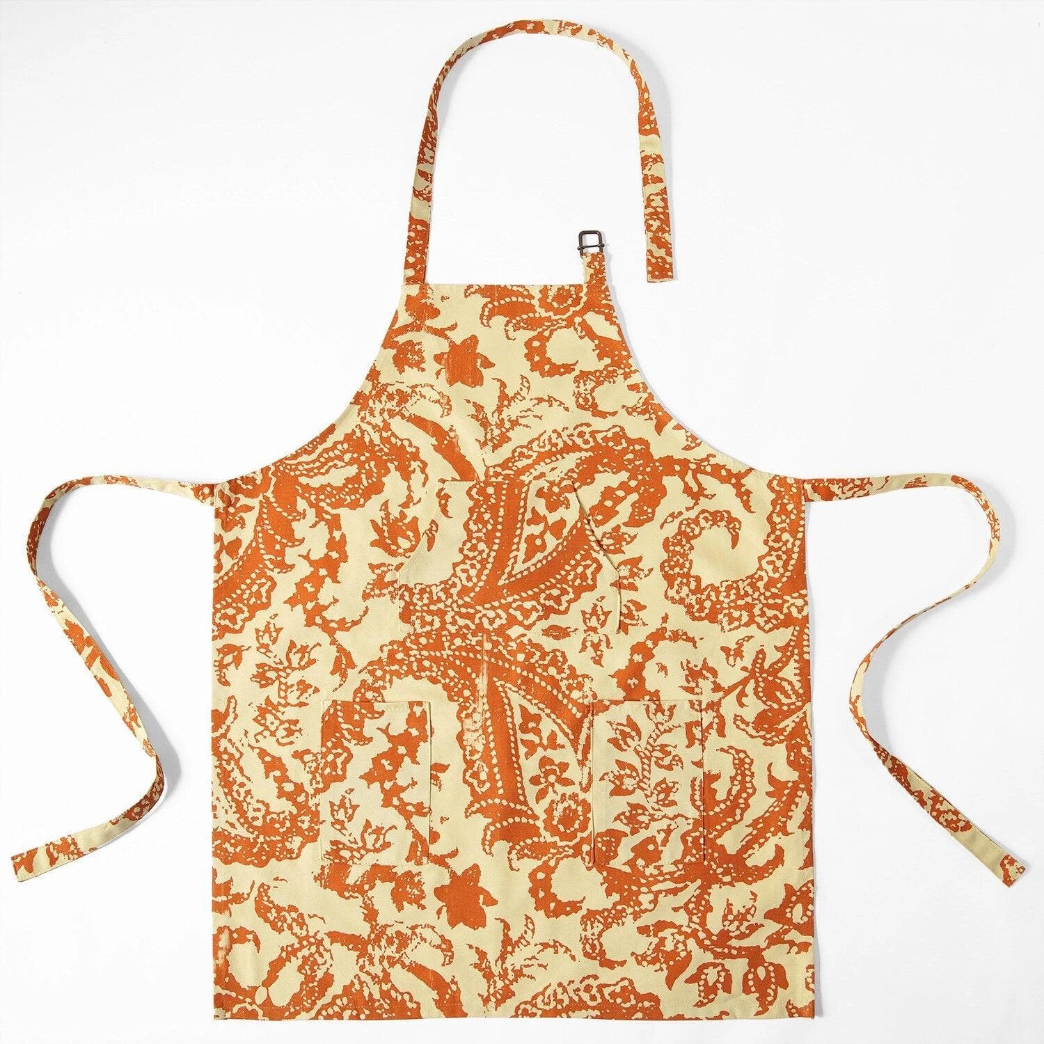 Edina Rust Printed Cotton Apron 6 Edina Rust Printed Cotton Apron - Image 4