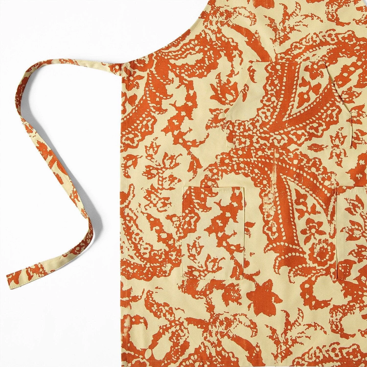 Edina Rust Printed Cotton Apron 7 Edina Rust Printed Cotton Apron - Image 5