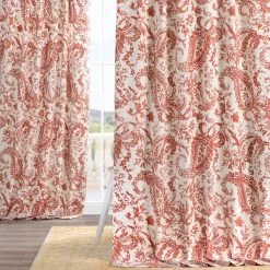 Edina Washed Rust Printed Cotton Curtain -Chic Curtains Shop PRCT D09A front view 1
