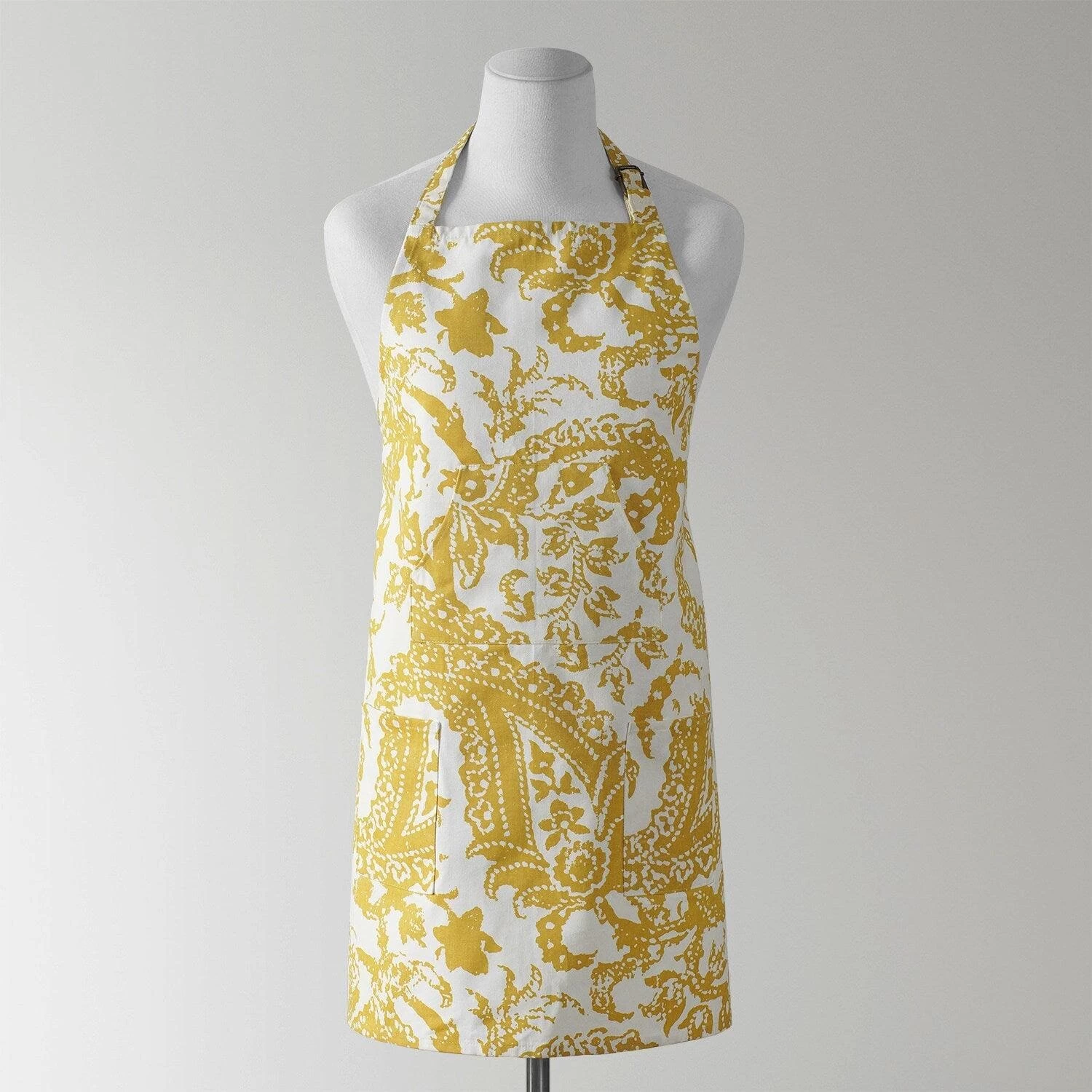 Edina Mustard Printed Cotton Apron 3 Edina Mustard Printed Cotton Apron