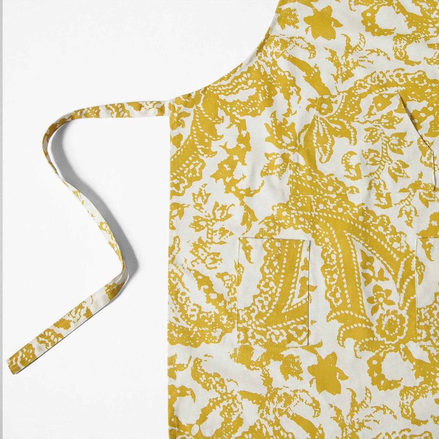 Edina Mustard Printed Cotton Apron 7 Edina Mustard Printed Cotton Apron - Image 5