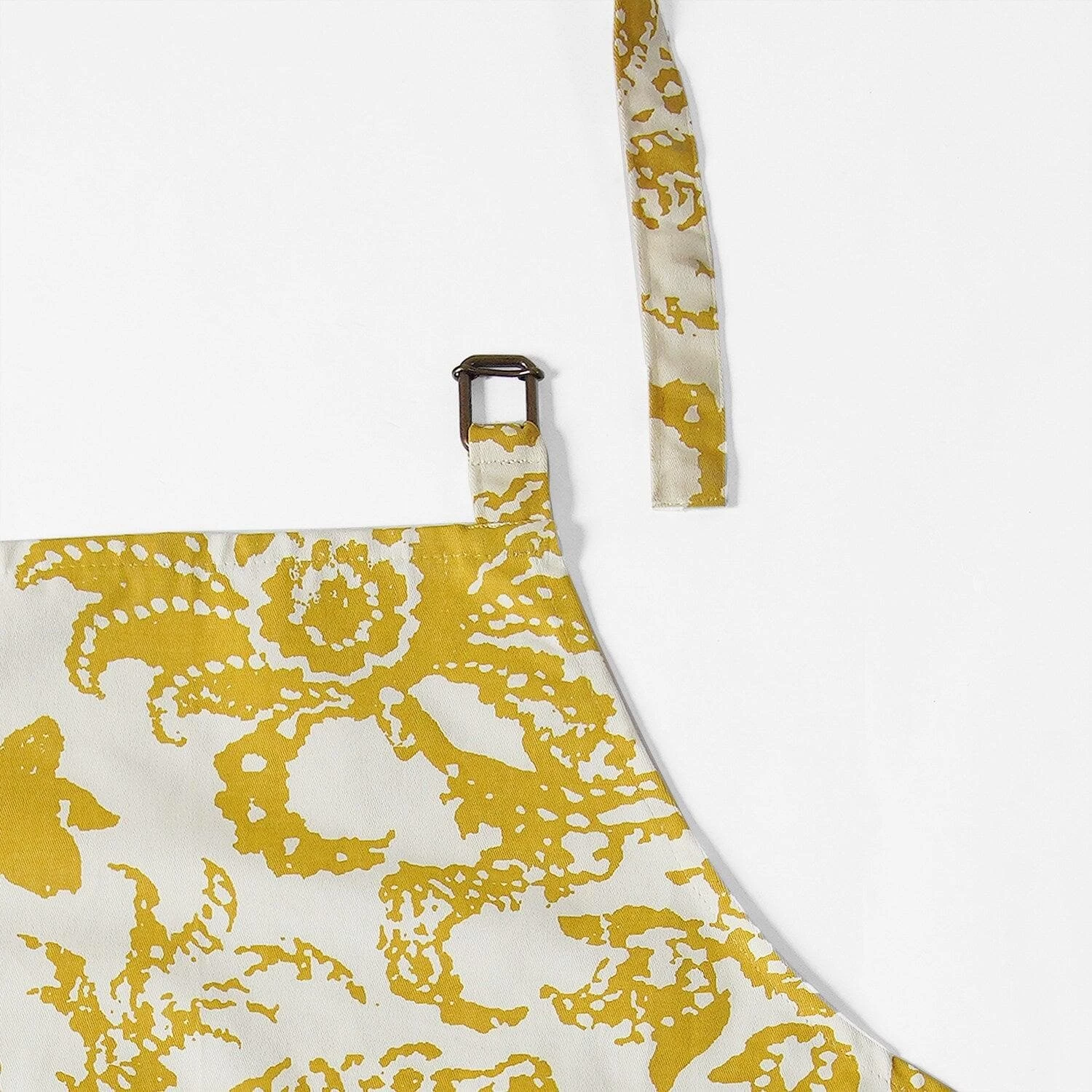 Edina Mustard Printed Cotton Apron 8 Edina Mustard Printed Cotton Apron - Image 6