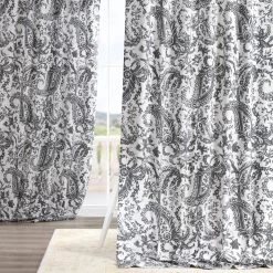 Edina Washed Grey Printed Cotton Curtain -Chic Curtains Shop PRCT D09D 37404