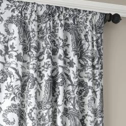 Edina Washed Grey Printed Cotton Curtain -Chic Curtains Shop PRCT D09D 37404 3