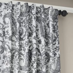 Edina Washed Grey Printed Cotton Curtain -Chic Curtains Shop PRCT D09D 37404 4