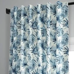 Artemis Blue Printed Cotton Curtain -Chic Curtains Shop PRCT D211A back tab header