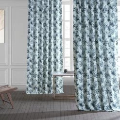 Artemis Blue Printed Cotton Curtain -Chic Curtains Shop PRCT D211A front view 1