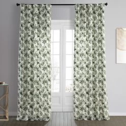 Artemis Olive Printed Cotton Curtain