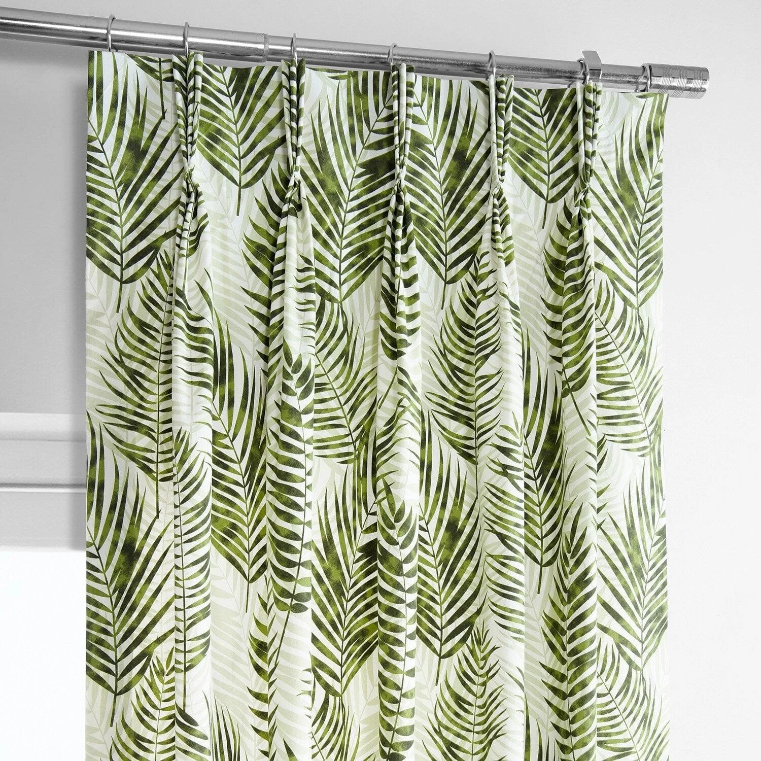 Kupala Eternal Green French Pleat Printed Cotton Curtain 4 Kupala Eternal Green French Pleat Printed Cotton Curtain - Image 2