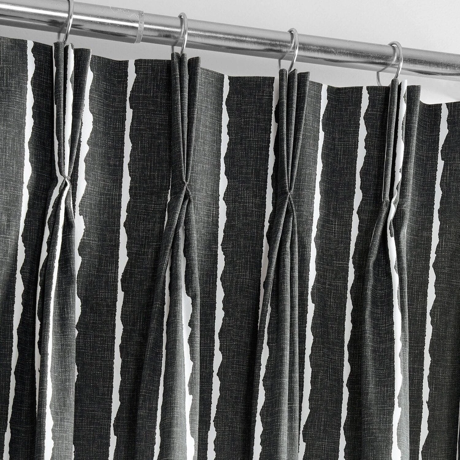 Sharkskin Black Solid French Pleat Printed Cotton Curtain 5 Sharkskin Black Solid French Pleat Printed Cotton Curtain - Image 3