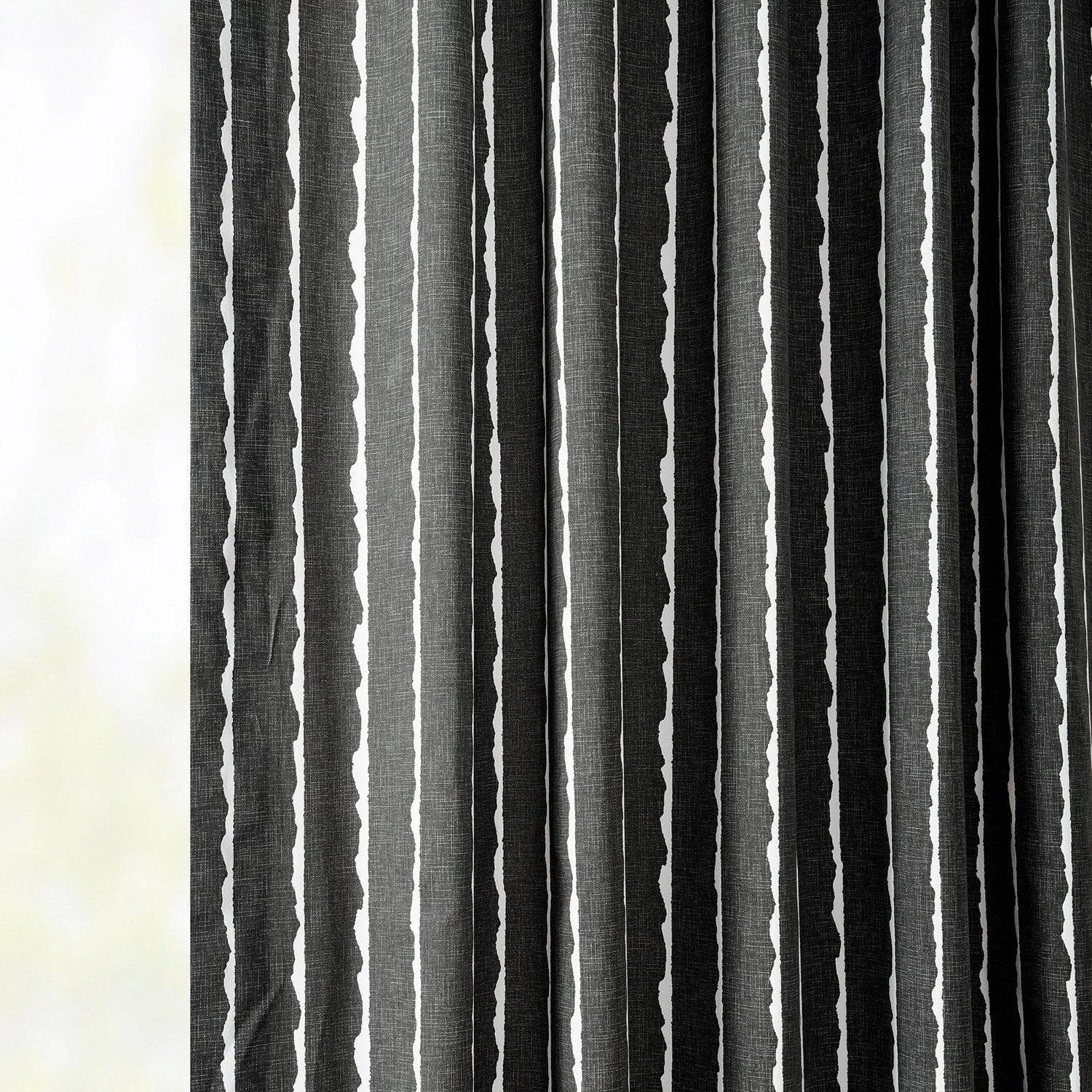 Sharkskin Black Solid French Pleat Printed Cotton Curtain 7 Sharkskin Black Solid French Pleat Printed Cotton Curtain - Image 5