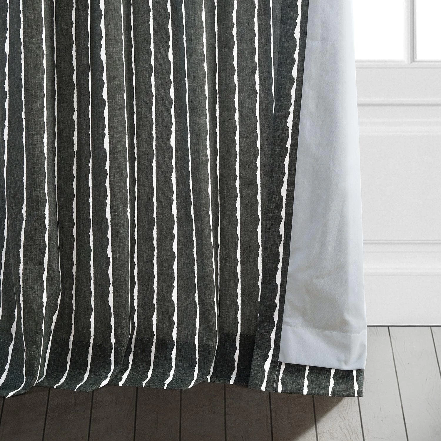 Sharkskin Black Solid Printed Cotton Curtain 7 Sharkskin Black Solid Printed Cotton Curtain - Image 5