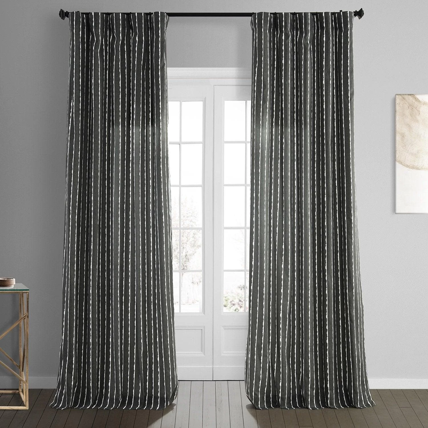 Sharkskin Black Solid Printed Cotton Curtain 3 Sharkskin Black Solid Printed Cotton Curtain