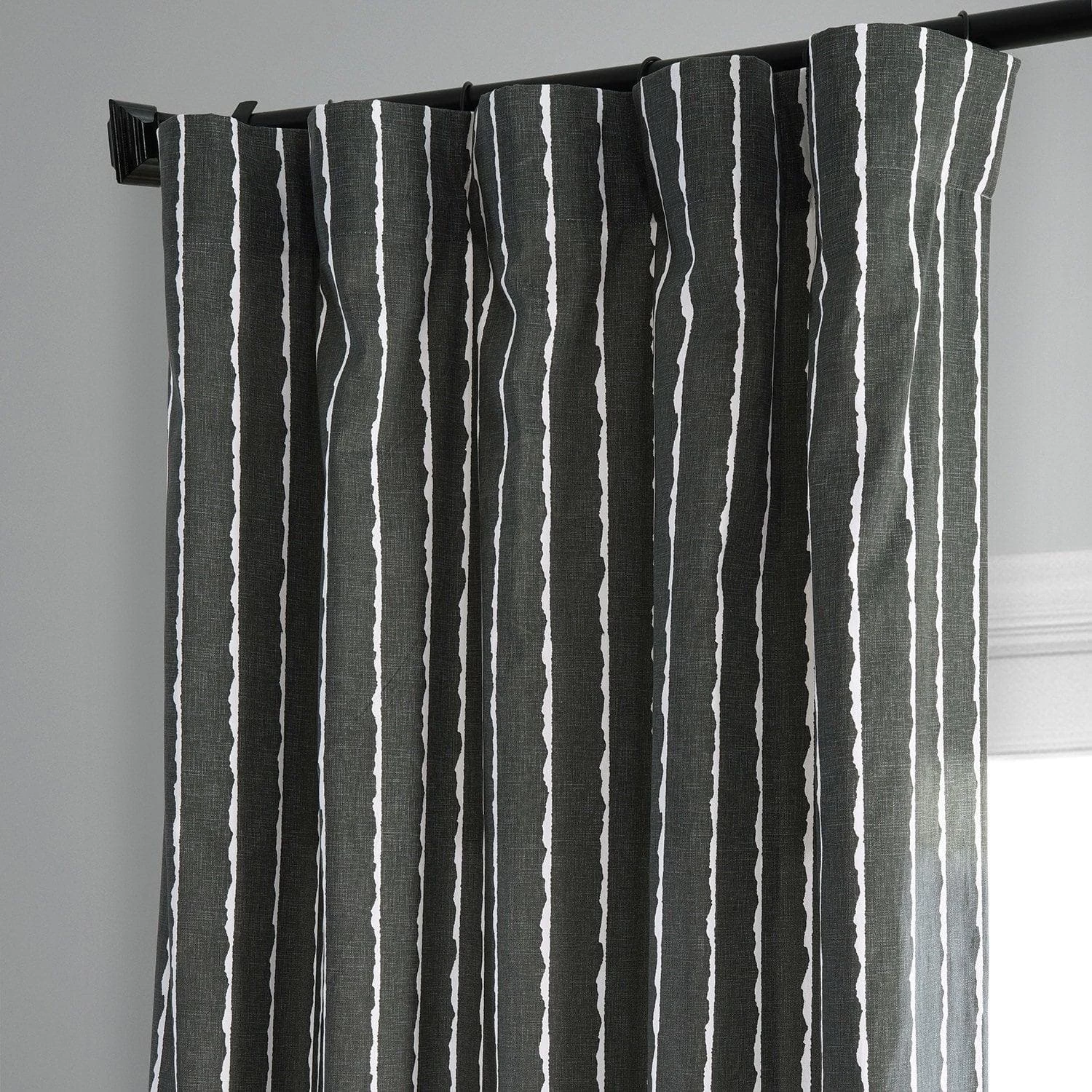 Sharkskin Black Solid Printed Cotton Curtain 4 Sharkskin Black Solid Printed Cotton Curtain - Image 2