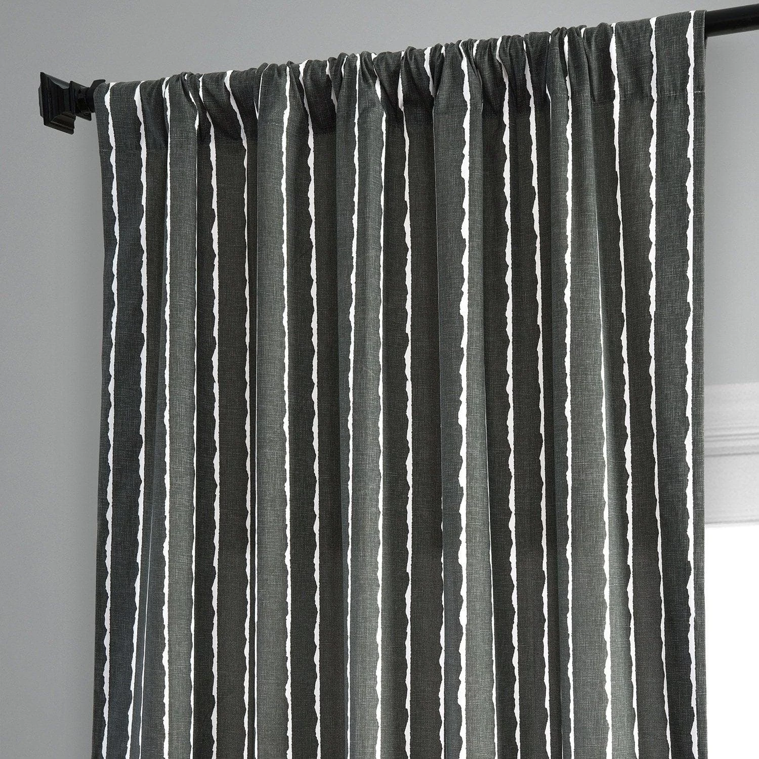 Sharkskin Black Solid Printed Cotton Curtain 6 Sharkskin Black Solid Printed Cotton Curtain - Image 4