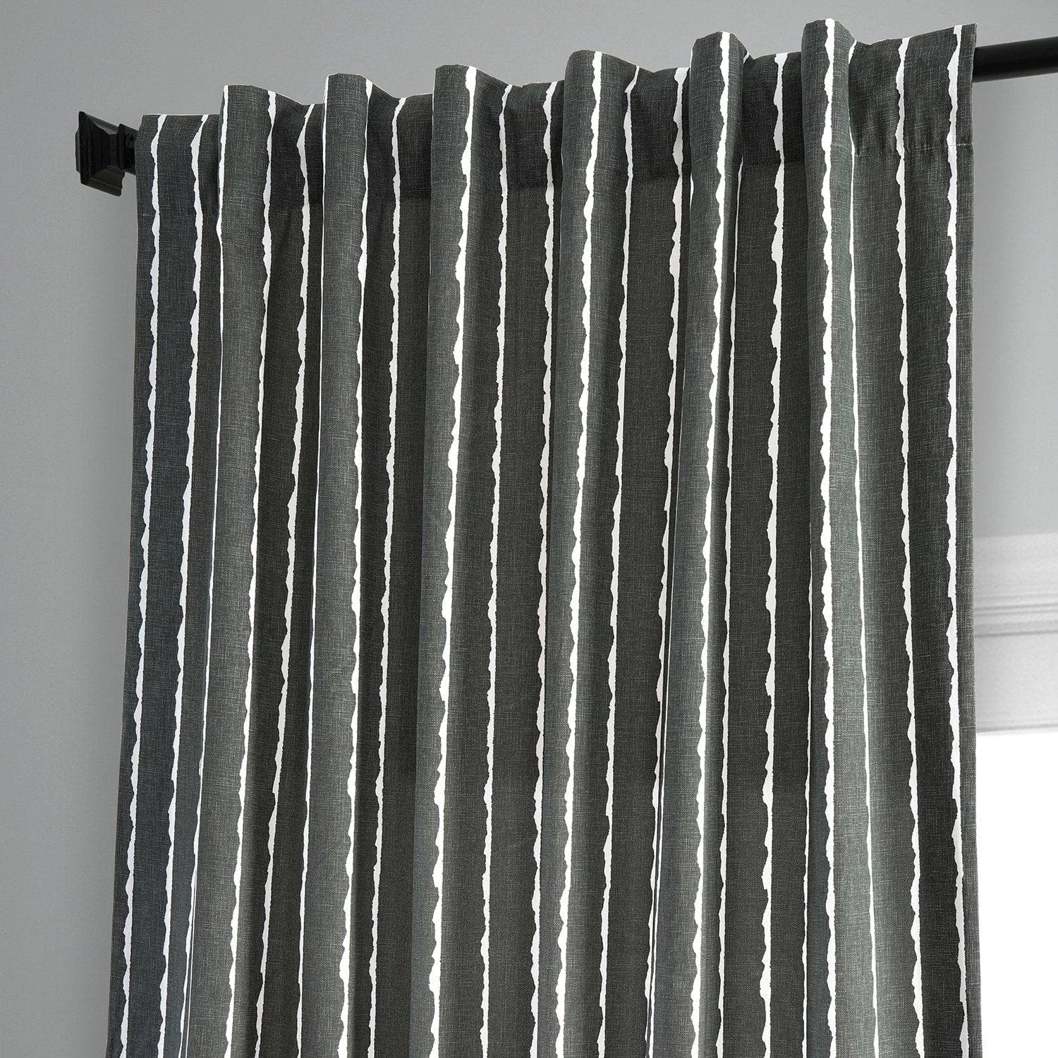 Sharkskin Black Solid Printed Cotton Curtain 5 Sharkskin Black Solid Printed Cotton Curtain - Image 3