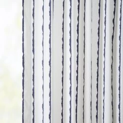 Sharkskin Blue Striped French Pleat Printed Cotton Curtain -Chic Curtains Shop PRCT D213B FP 97739 3
