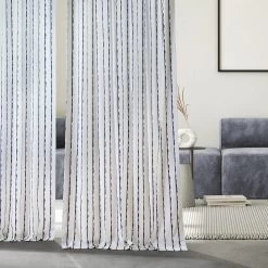 Sharkskin Blue Striped French Pleat Printed Cotton Curtain -Chic Curtains Shop PRCT D213B FP 97739 5