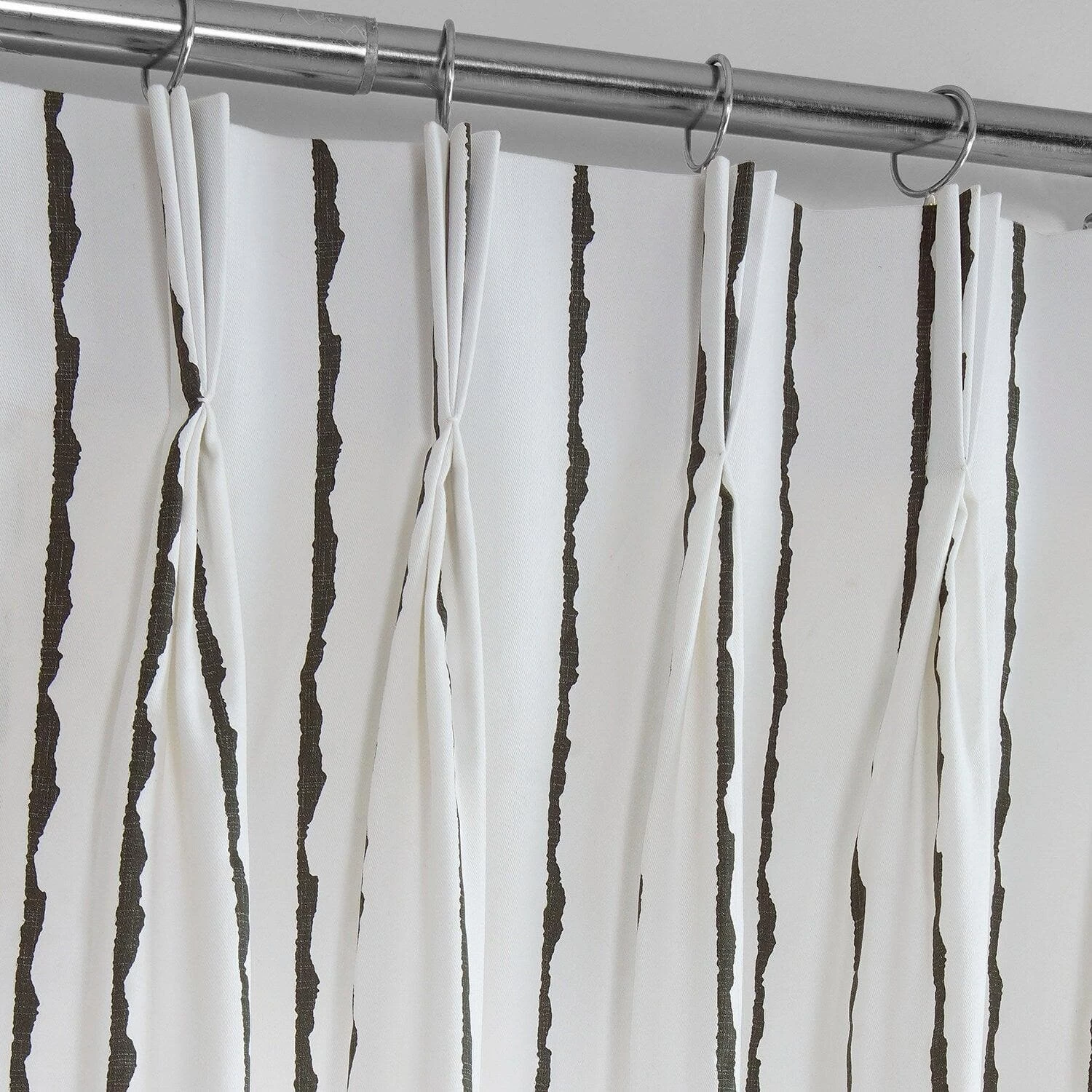 Sharkskin Black Striped French Pleat Printed Cotton Curtain 5 Sharkskin Black Striped French Pleat Printed Cotton Curtain - Image 3