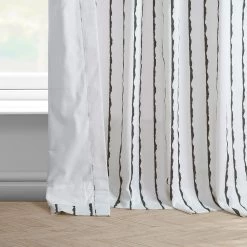 Sharkskin Black Striped French Pleat Printed Cotton Curtain 11 Sharkskin Black Striped French Pleat Printed Cotton Curtain -Chic Curtains Shop PRCT D213C FP 97740 4