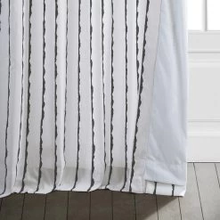 Sharkskin Black Striped Printed Cotton Curtain -Chic Curtains Shop PRCT D213C lining view