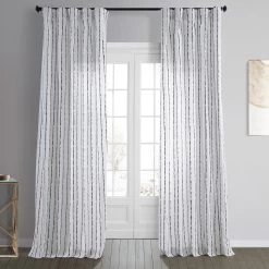 Sharkskin Black Striped Printed Cotton Curtain