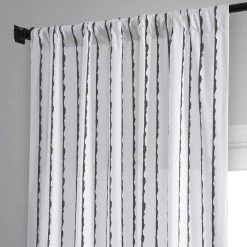 Sharkskin Black Striped Printed Cotton Curtain -Chic Curtains Shop PRCT D213C 83513 3