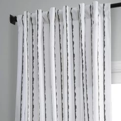 Sharkskin Black Striped Printed Cotton Curtain -Chic Curtains Shop PRCT D213C 83513 4