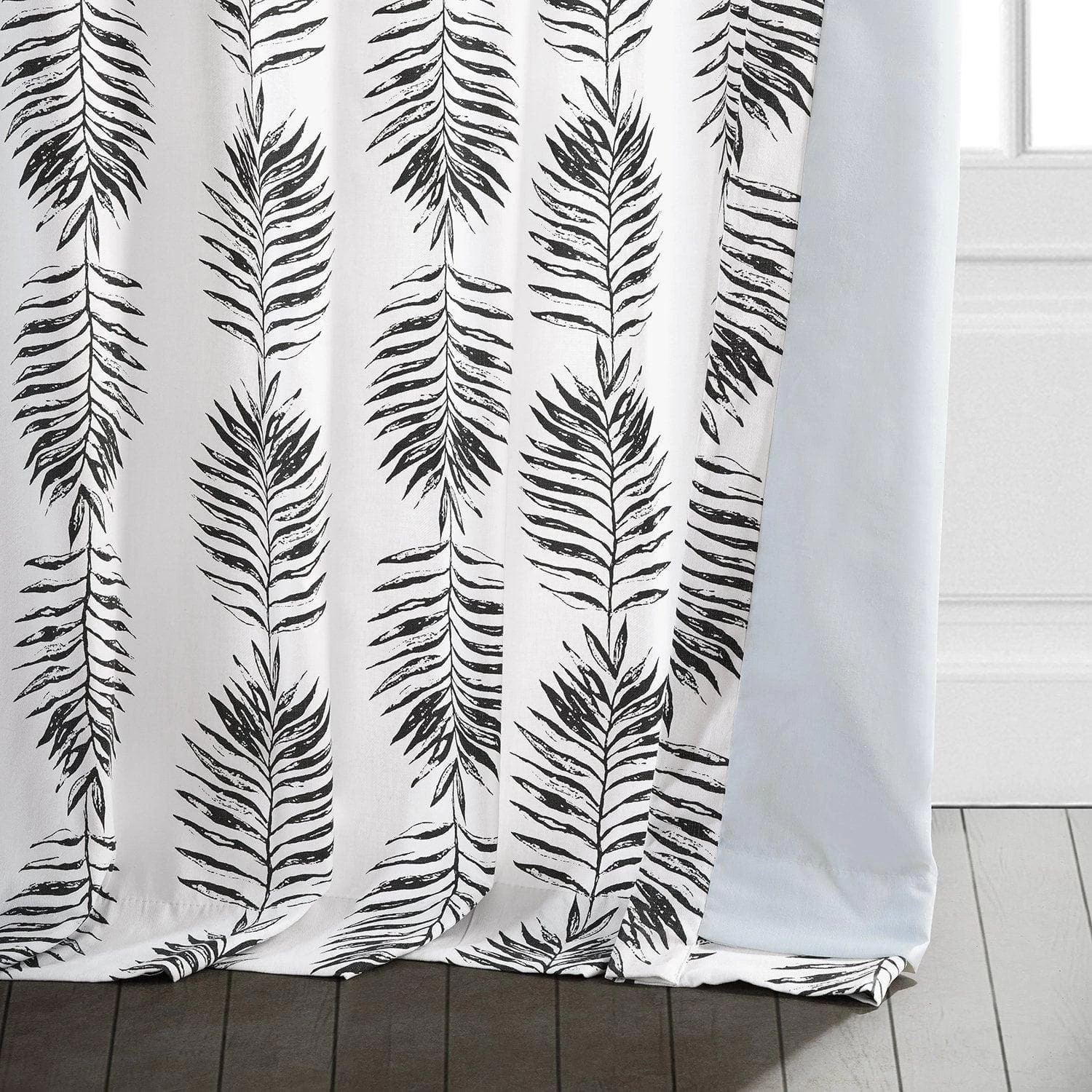 Sago Black Ink Printed Cotton Curtain 7 Sago Black Ink Printed Cotton Curtain - Image 5