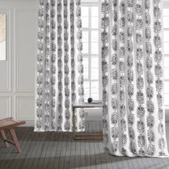 Sago Black Ink Printed Cotton Curtain 13 Sago Black Ink Printed Cotton Curtain -Chic Curtains Shop PRCT D214A 83514