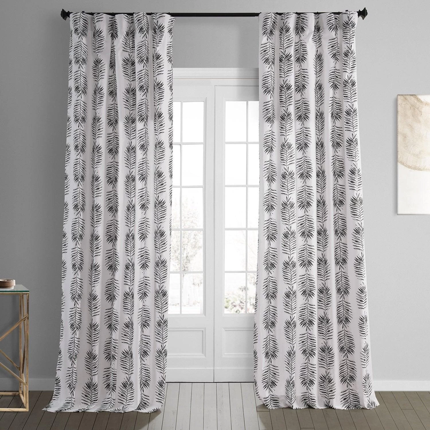 Sago Black Ink Printed Cotton Curtain 3 Sago Black Ink Printed Cotton Curtain