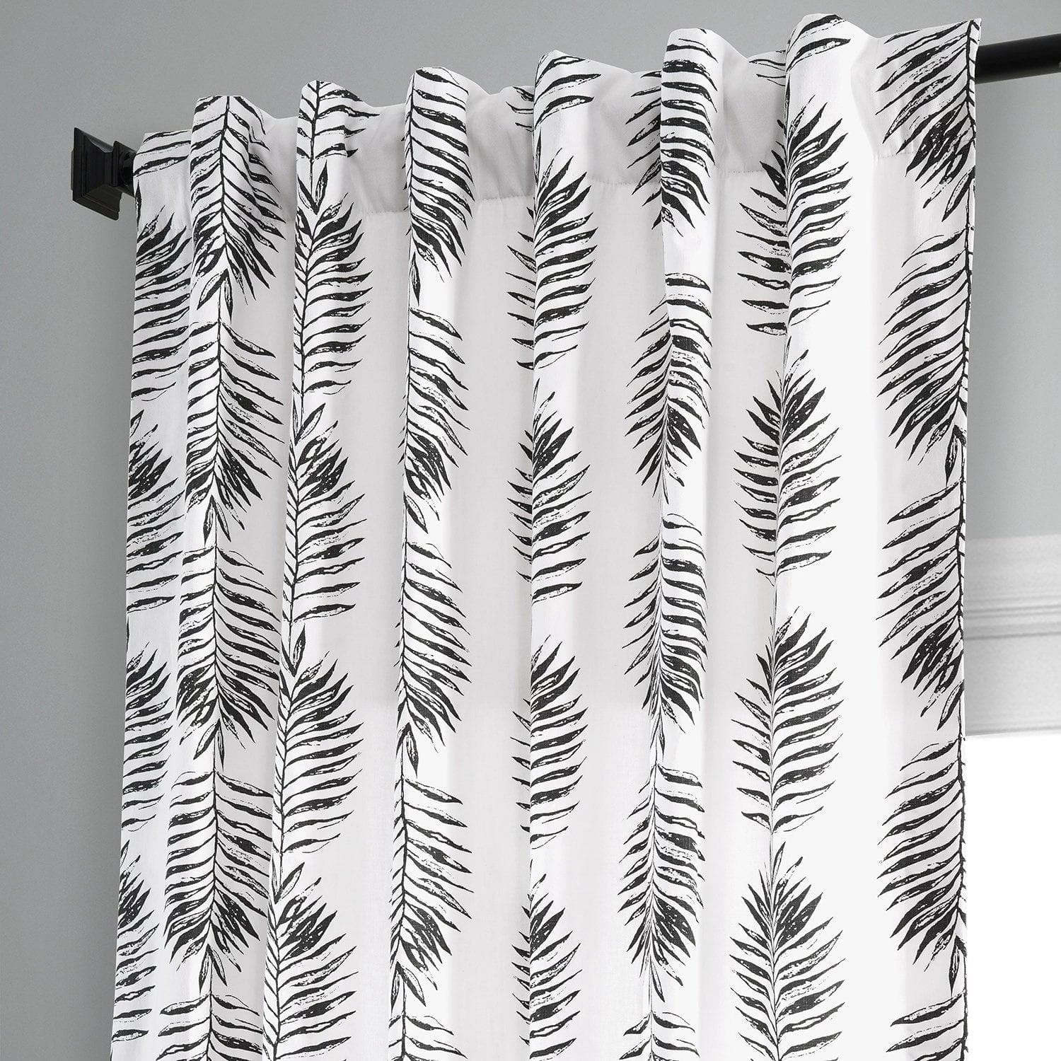 Sago Black Ink Printed Cotton Curtain 5 Sago Black Ink Printed Cotton Curtain - Image 3