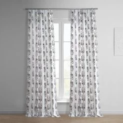 Sago Nut Brown French Pleat Printed Cotton Curtain