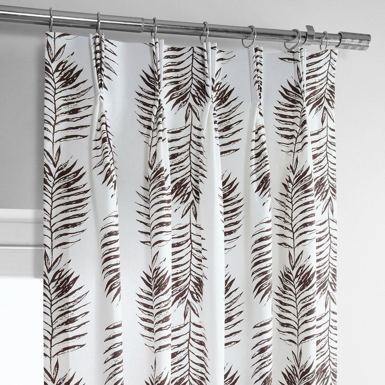 Sago Nut Brown French Pleat Printed Cotton Curtain 4 Sago Nut Brown French Pleat Printed Cotton Curtain - Image 2