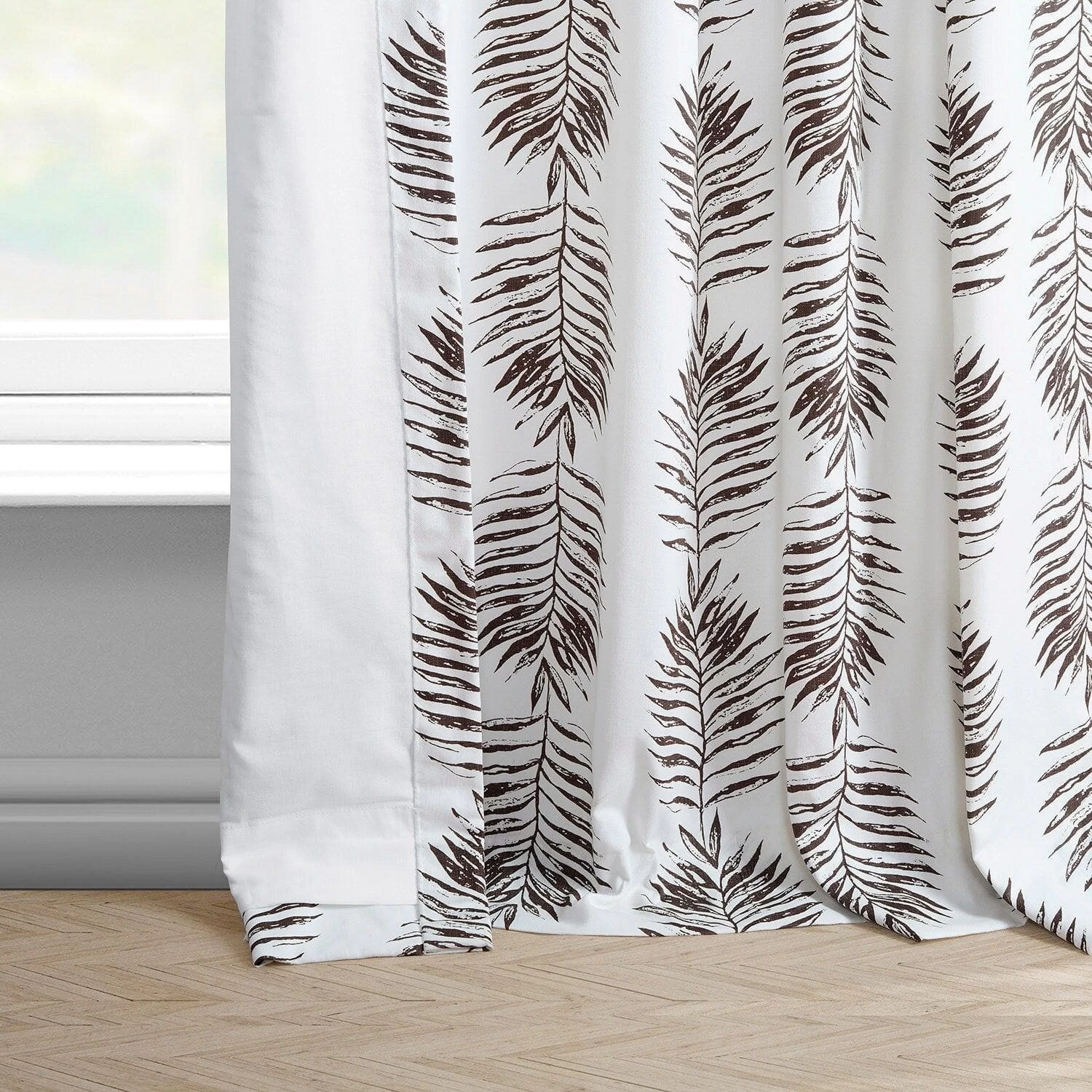 Sago Nut Brown French Pleat Printed Cotton Curtain 6 Sago Nut Brown French Pleat Printed Cotton Curtain - Image 4