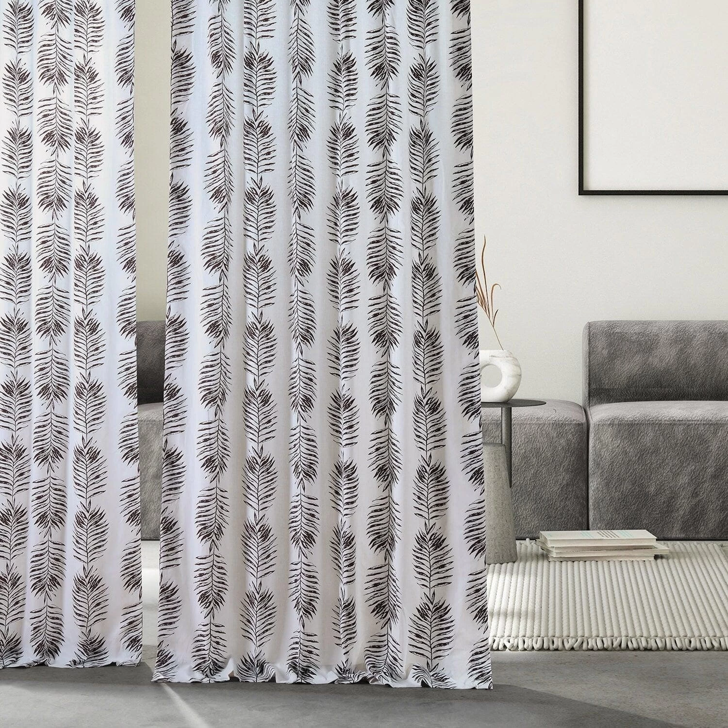 Sago Nut Brown French Pleat Printed Cotton Curtain 8 Sago Nut Brown French Pleat Printed Cotton Curtain - Image 6